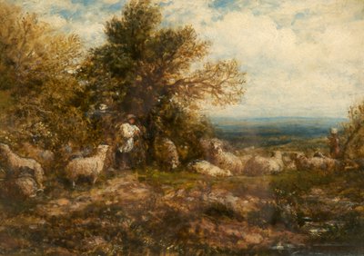 Sheep at Rest; Minding the Flock by John Linnell